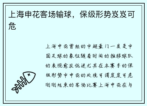 上海申花客场输球，保级形势岌岌可危